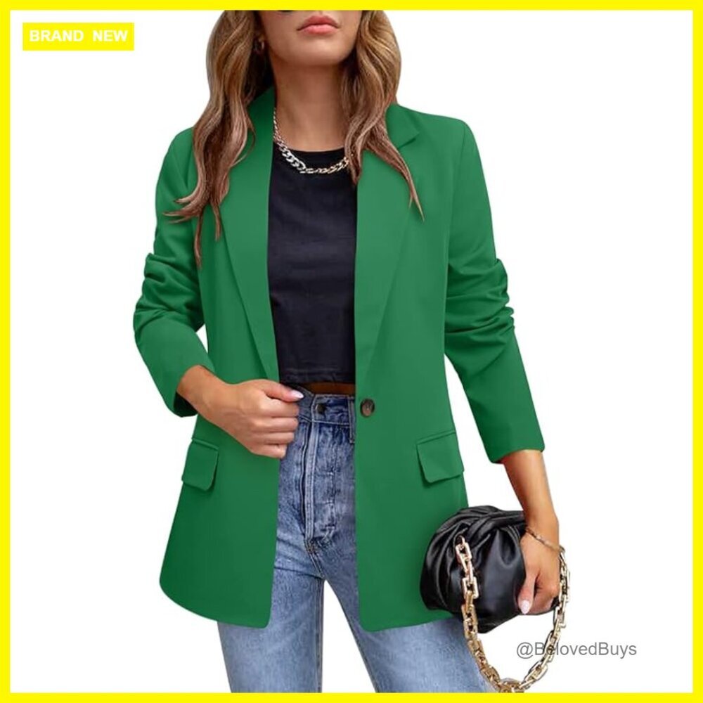 Women's Casual Blazer Jacket Long Sleeve Open Front Work Office